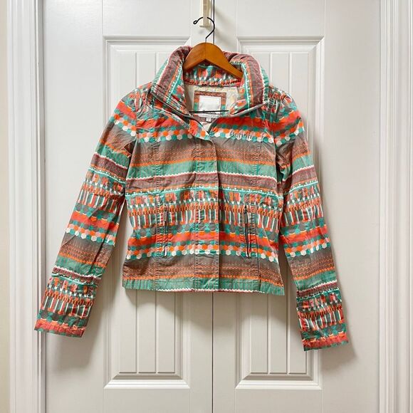 Bench Geometric Tribal Print Jacket Orange Turquoise - S - Picture 1 of 12